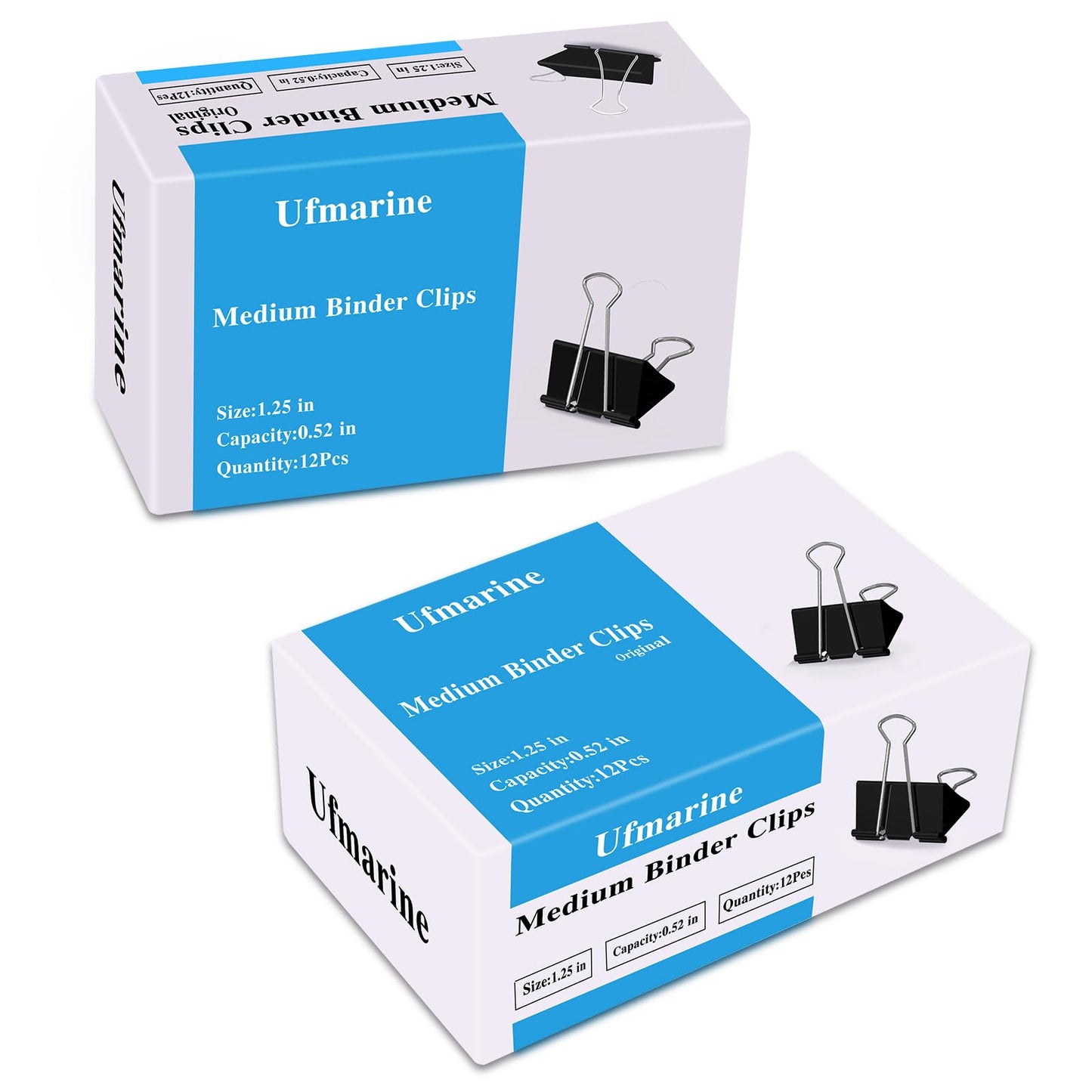 Ufmarine Medium Binder Clips 1.25 inch Length, (144 Pcs) Medium Paper Clips for Office Supplies