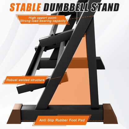 Dumbbell Rack 3-Tier Adjustable Dumbbell Rack Suitable for Dumbbells, Kettlebells, and Other Compact Weights Space-Saving Dumbbell Storage Rack - 1000LBS Capacity