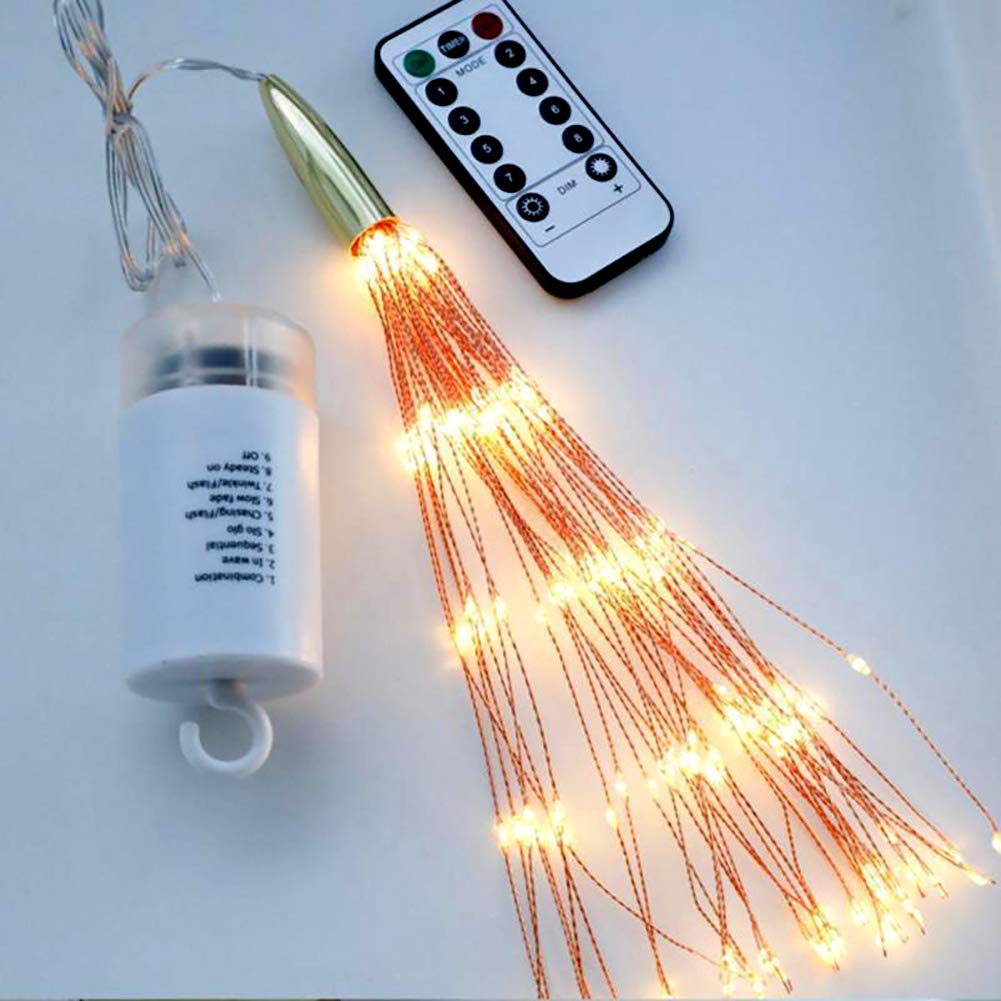 PXBNIUYA 2 Pack Starburst Sphere Lights,200 LLED Firework Lights, 8 Modes Dimmable Remote Control Waterproof Hanging Fairy Light, Copper Wire Light for Patio Parties Christmas (Battery Operated)