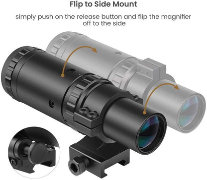 Feyachi V30 2MOA Red Dot Sight with M37 1.5X - 5X Magnifier Combo, Absolute Co-Witness