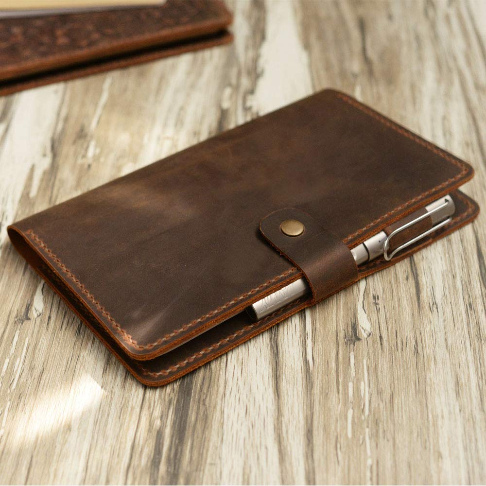 Distressed Leather 5 x 8.25" Notebook Cover Compatible with Moleskine Classic Cover Larger size, Portfolio Agenda Cover Diary Cover, 307M