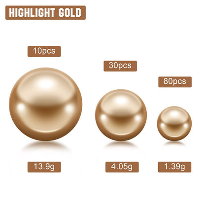 Hicarer 120 Pcs Gold Vase Filler Pearls Floating Beads for Vases Mixed Sizes Gloss Round Pearl Water Beads for Valentines Centerpieces Home Party Wedding Decor, 14/20/30 mm