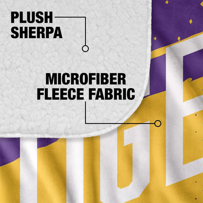LOGOVISION Louisiana State University Fan Zone Silky Touch Sherpa Back Super Soft Throw Blanket 50"x60"