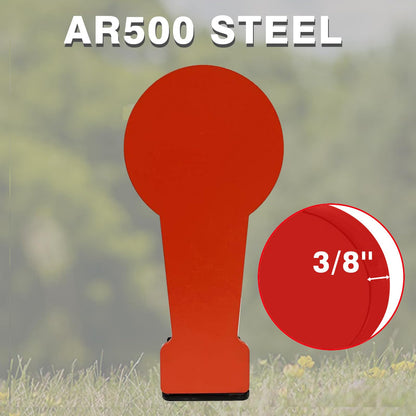 Atflbox 3/8" AR500 12.8'' Classic Popper Steel Shooting Target, 6'' Plate Auto Reset Target for Shooting Range, Suitable for Pistol, Rifle, Handgun, Shotgun, Rimfire