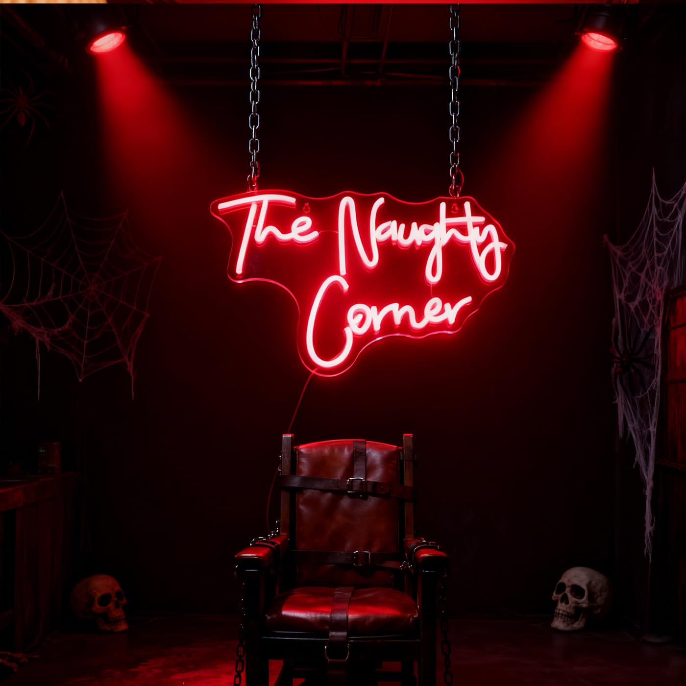 QiaoFei LED "The Naughty Corner" Neon Sign Word/Letters USB Powered Neon Lights for Girls Room Home Bar Art Wall Decor Party Window Living Room Decor Birthday Christmas' Gift(Red)
