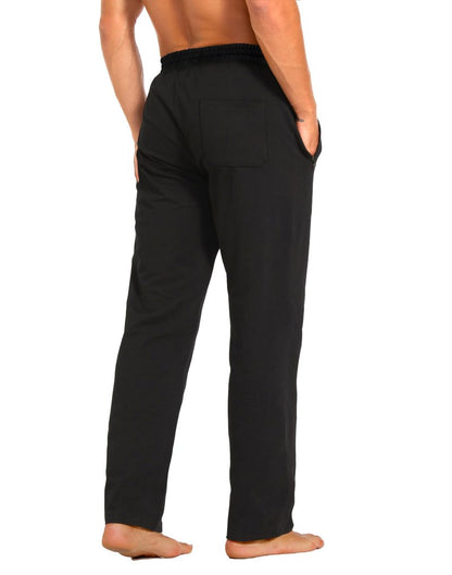 Men's Sweatpants Cotton Yoga Pants Casual Jersey Pants for Men Open Bottom Straight Leg with Zipper Pockets BK Large