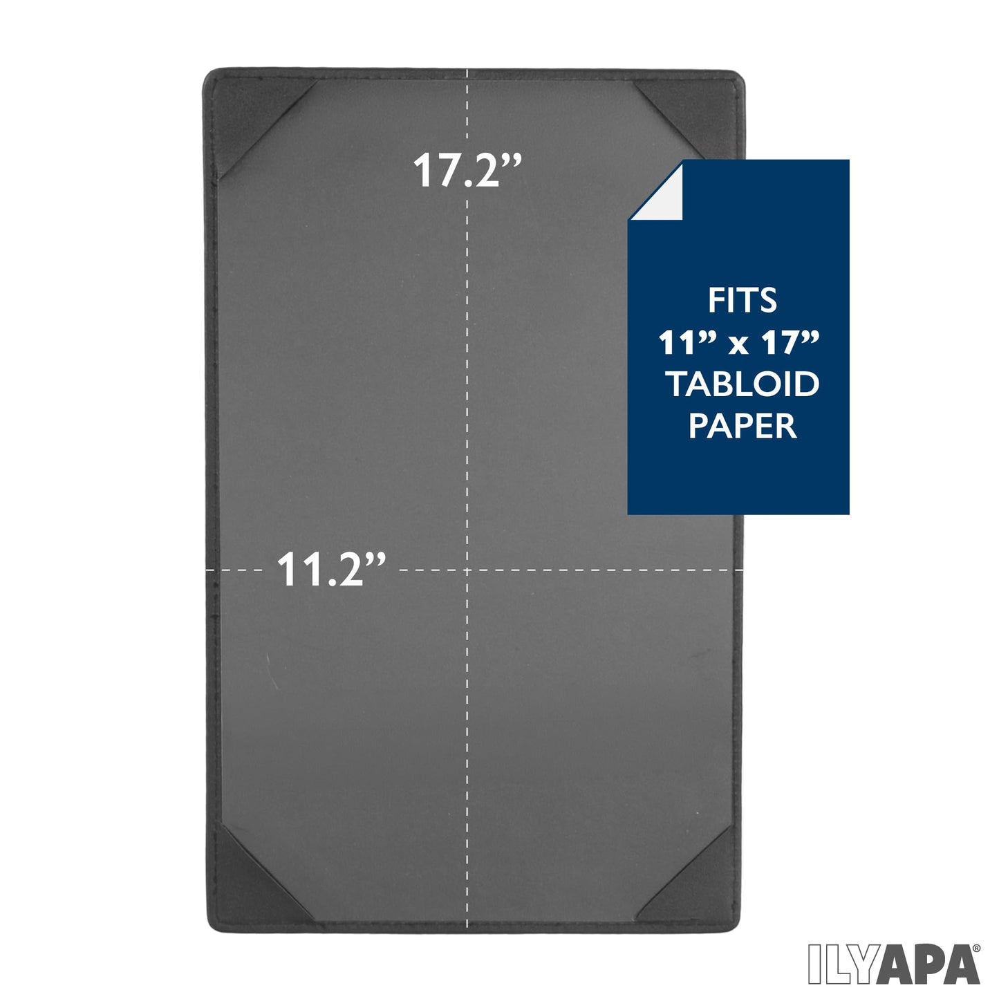Ilyapa 5 Pack Restaurant Menu Covers 11 x 17 - Vinyl Leather Menu Holder, Single Sided Book with Corner Sleeves for Display of Wedding Menus, Weekly Kitchen Specials & Bar Drinks for Table Top