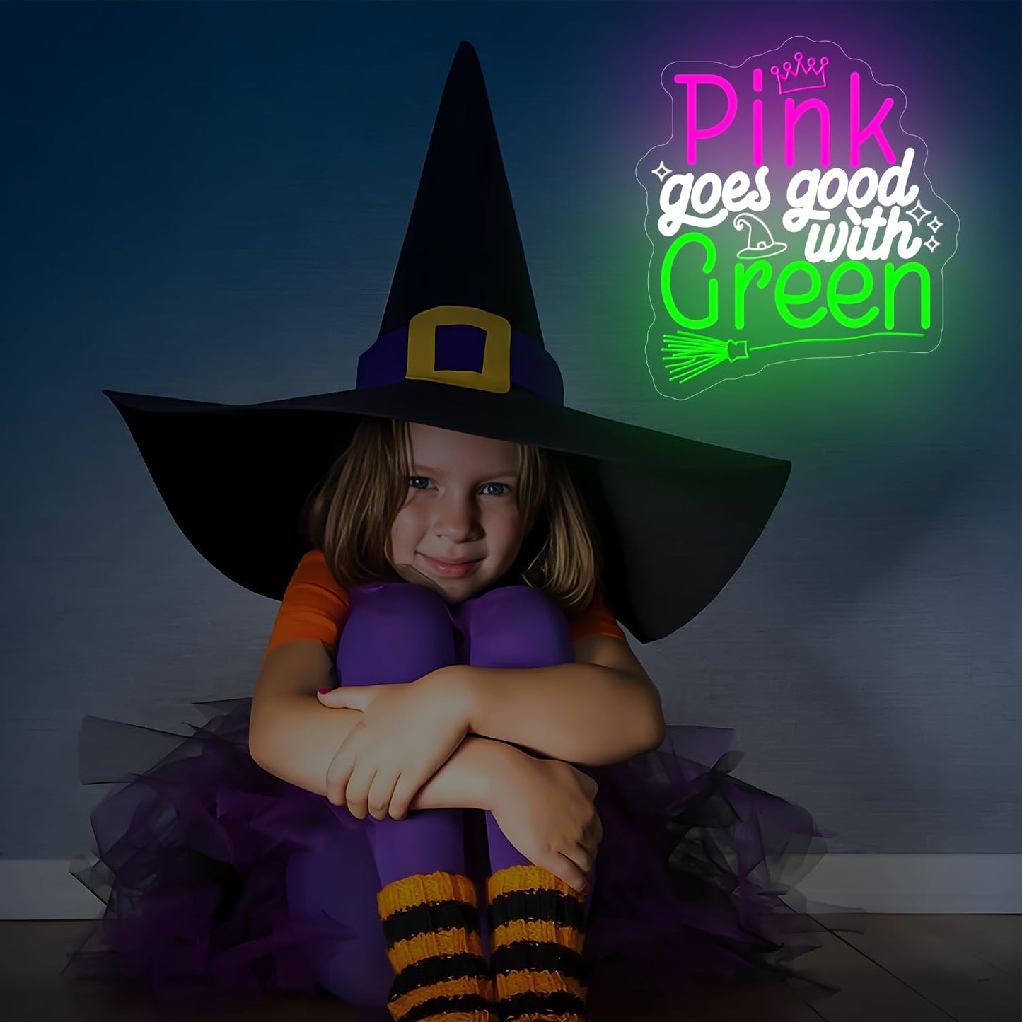 Pink and Green Neon Signs Witch Neon Sign Pink Goes Good with Green Neon Sign for Wall Decor Christmas Gifts for Fans Party Wall Decor