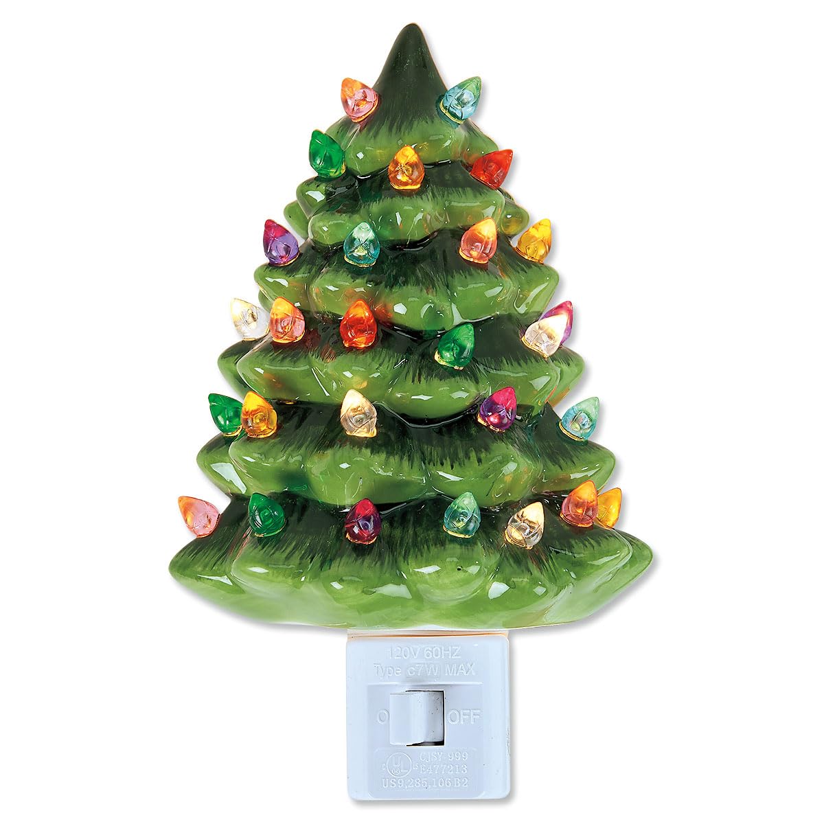 Current Christmas Night Light - Green Tree Christmas Night Light Plug Into Wall, 6" Ceramic, Holiday Decorations, Winter Home Décor