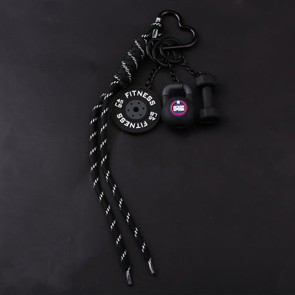 Locus Amoenus Gym Equipment Bag Charms DIY Soft Rubber Dumbbells Keychain for Fitness enthusiast Couple Backpack Jewelry Gift (Black)