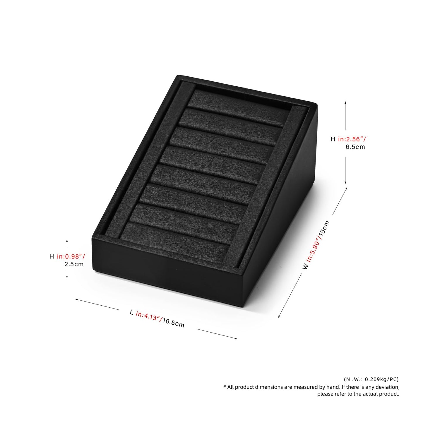 Woodten PU Leather Jewelry Ring Tray Display Stand Slotted Ring Showcase Display Organizer Holder for Trade Show(Black)