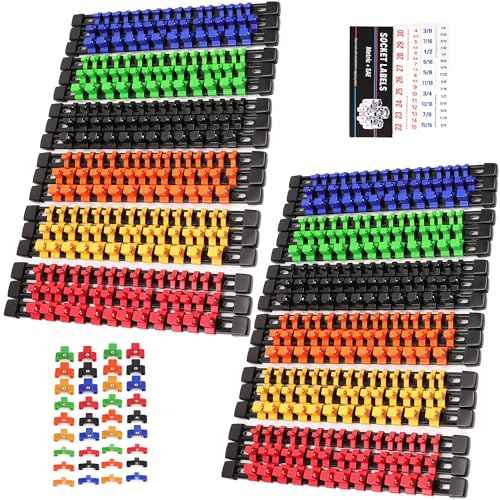SWANLAKE 36-Piece Socket Organizer, 1/4-Inch x 192 Clips, 3/8-Inch x 180 Clips, 1/2-Inch x 144 Clip, Socket Holder Clip Rail, Drive Sockets Trays for Tool Box Drawer