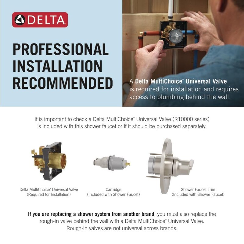 Delta Saylor 17 Series Brushed Gold Dual-Function Shower Faucet Set with In2ition 2-in-1 Dual Shower Head with HandHeld Spray Combo, Valve Trim Kit, Champagne Bronze T17235-CZ-I (Valve Not Included)