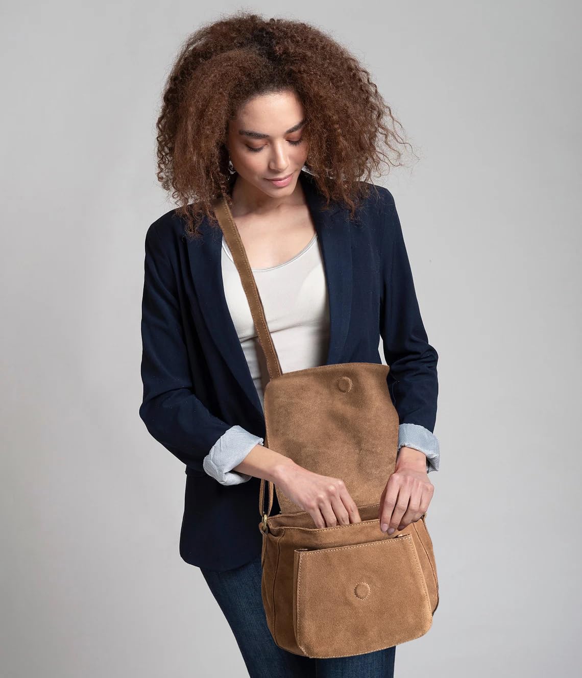 Leather Shoulder Bag for Women - Leather Vintage Crossbody Saddle Bag Purse - Boho Sling Bag Travel Satchel for Ladies