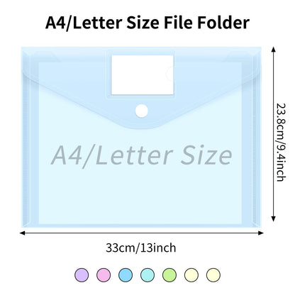 EOOUT 30pcs Plastic Envelopes, Plastic File Folders for Documents, Hook & Loop Closure Poly Folders with Label Pocket A4 Size for School and Office Supplies