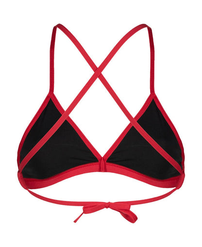 ARENA Women’s Team Solid Swim Top Tie Back Athletic Bikini Top Only Competitive Swimming Training Ladies Bathing Suit, Red/White, US Size 28
