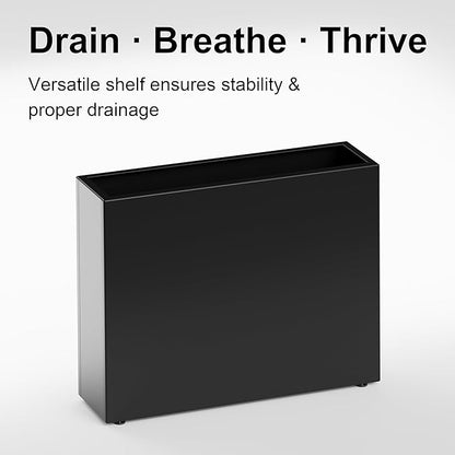 GSK Black Metal Planter Box Sturdy Rectangular Plant Trough 38" L x 10" W x 30" H Insert with Drainage Hole Easy Assembly Indoor Outdoor Sapce Separation Patio Balcony Deck Garden