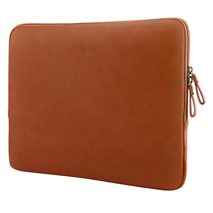 MOSISO Laptop Sleeve Bag 16 inch Compatible with MacBook Air 15 inch 2026-2023 M4 M3 M2/Pro 16 inch 2026-2019 M4 M3 M2 M1, 15-15.6 inch Notebook, PU Leather Padded Bag Waterproof Case, Brown