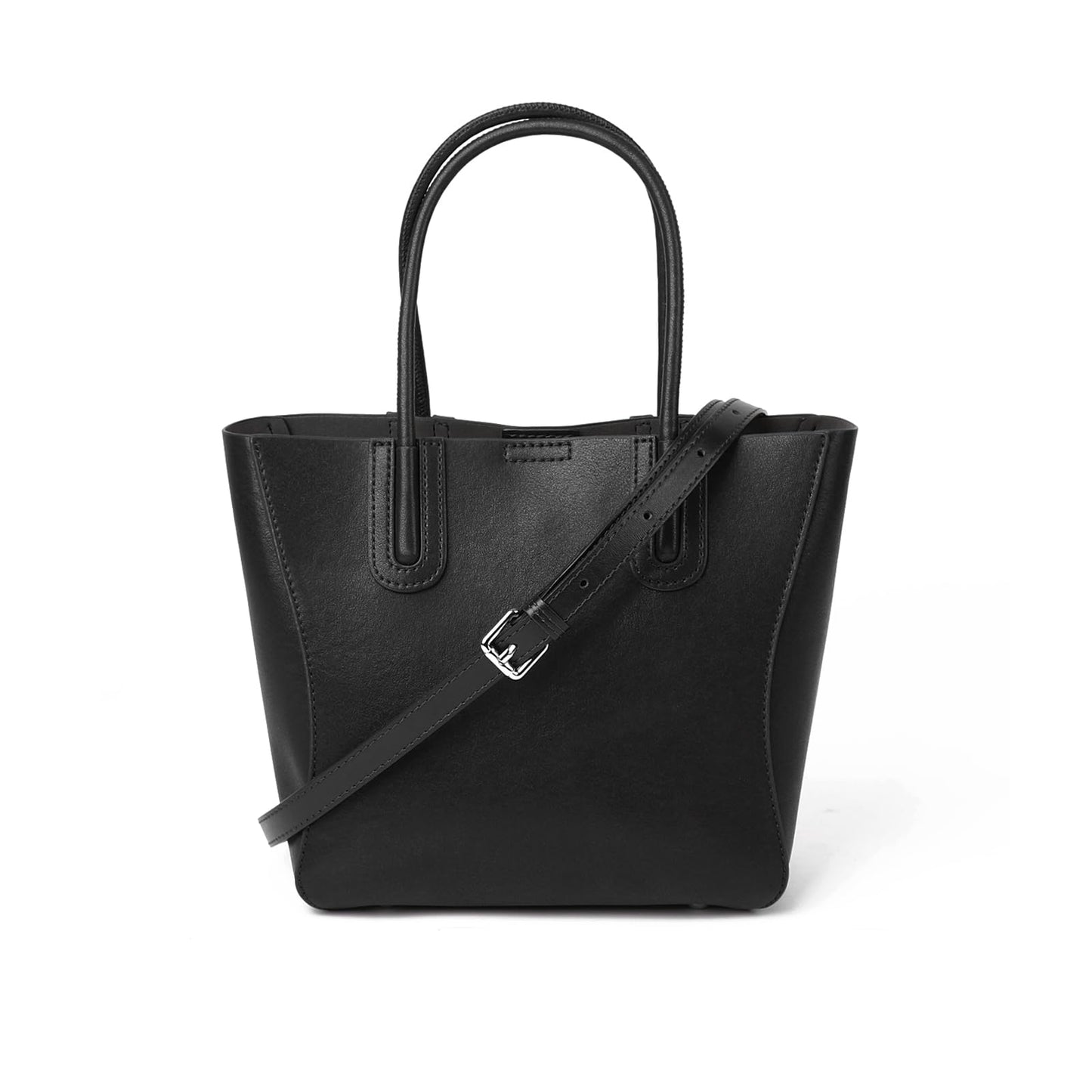 MFFOR Tote Bag for Women, Genuine Leather Crossbody Handbags, Top Handle Bags, Shoulder Purse with Detachable Strap (Black)