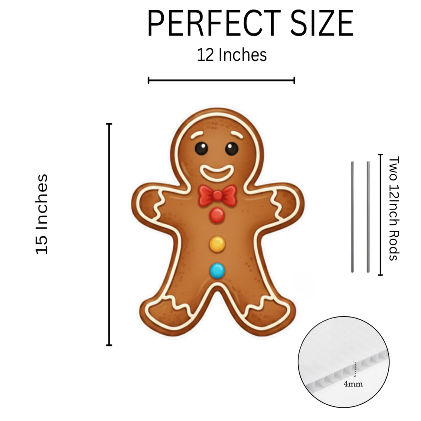 Christmas Gingerbread Man Ginger Bread Classic Yard Sign for Home Decor and Lawn Decoration With Stakes, Green Merry Christmas Sign Tree Cookie (Red)