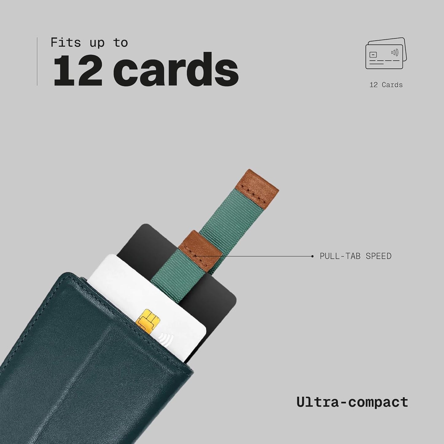 The Frenchie Co. - Speed Wallet - Slim front-pocket wallet with integrated Apple AirTag holder - Quick-access pull tab for fast card ejection - RFID blocking, fits up to 8 cards & folded cash