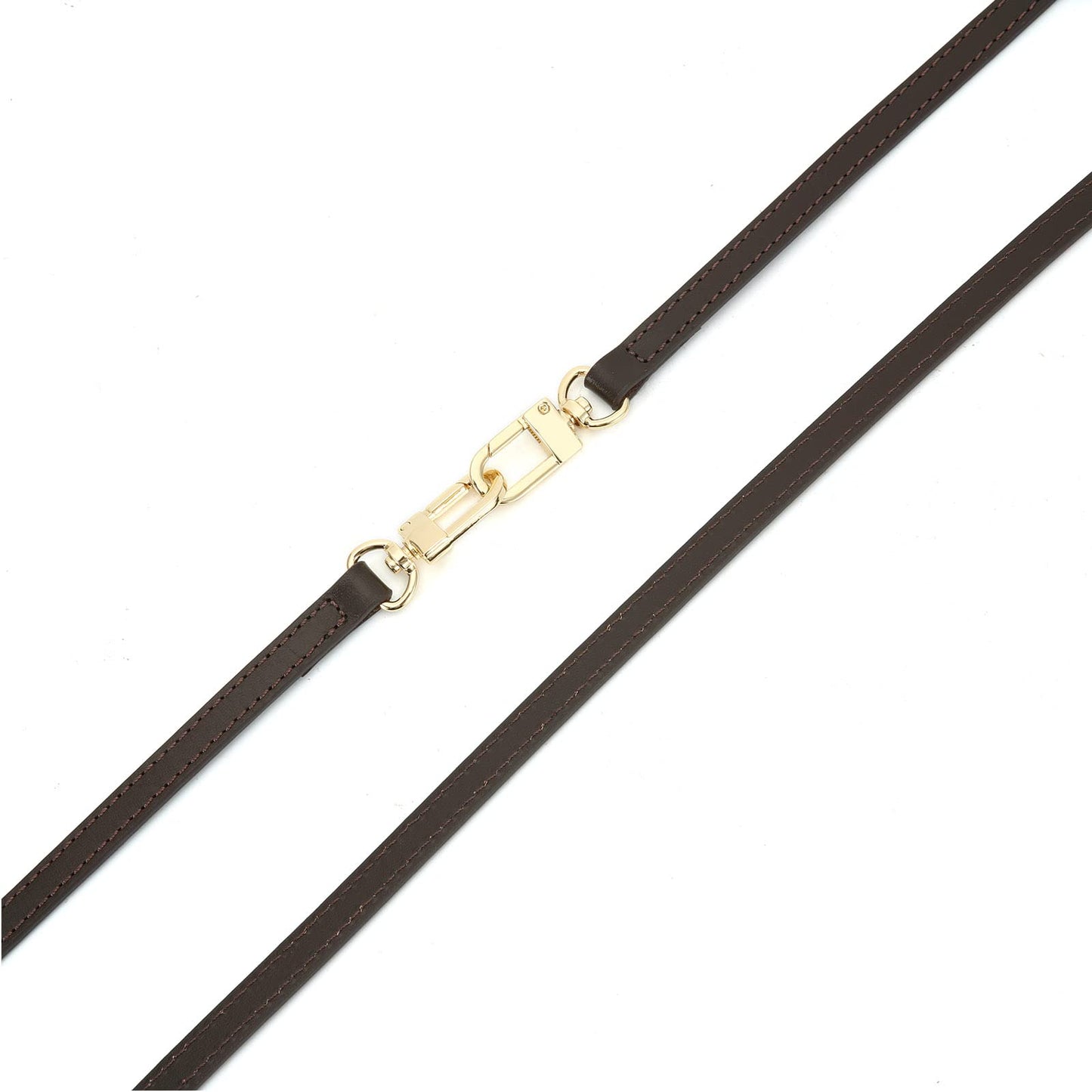 OULARIO Leather Cross Body Strap for Alma BB Damier Ebene Pochette Eva Favorite PM MM Mini 10mm Coated Dark Brown with Gold Hardware (Brown 129cm Gold HW)