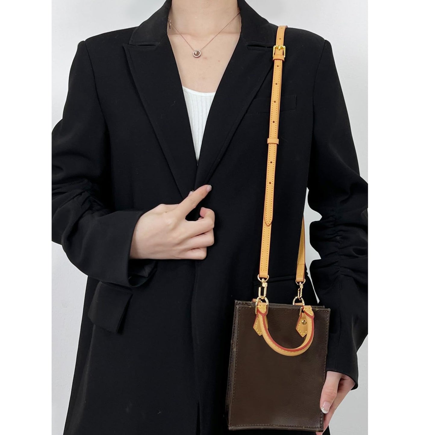 Vachetta Leather Crossbody Strap for SPEEDY L V Handbag Replacement Shoulder Strap（Length39-47 in *Width 0.47in）