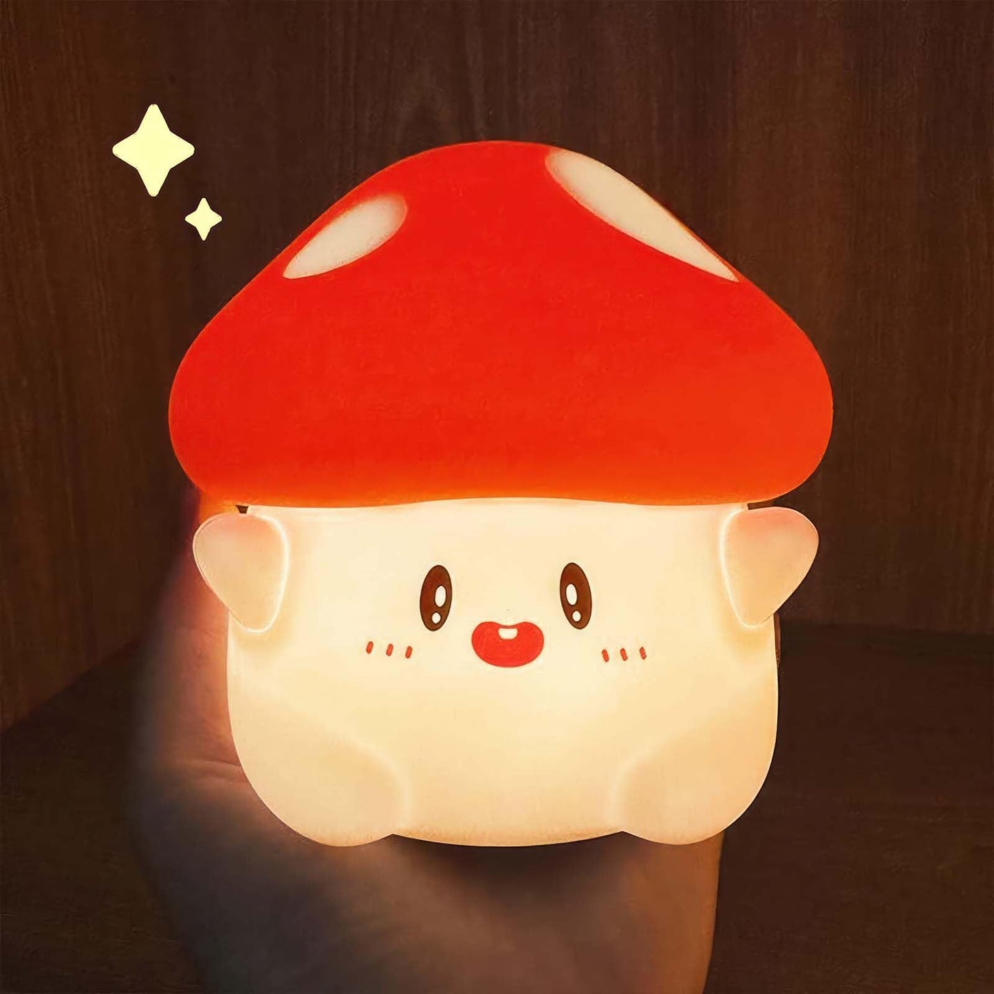 BemeedLigt Cordless Mushroom Lamp, Adorable Mushroom Night Light, Soft Silicone Dimmable Night Light for Kids Baby Rooms,Rechargeable Touch Desk Lamp with Timer for Nursery, Dorm Decor