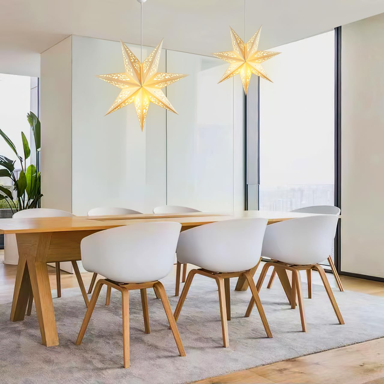 Ipetboom Star Shaped Lampshade Decorative Light Cover 17.71In Hollow Out Paper Lantern for Home Bedroom Festival Party Decoration