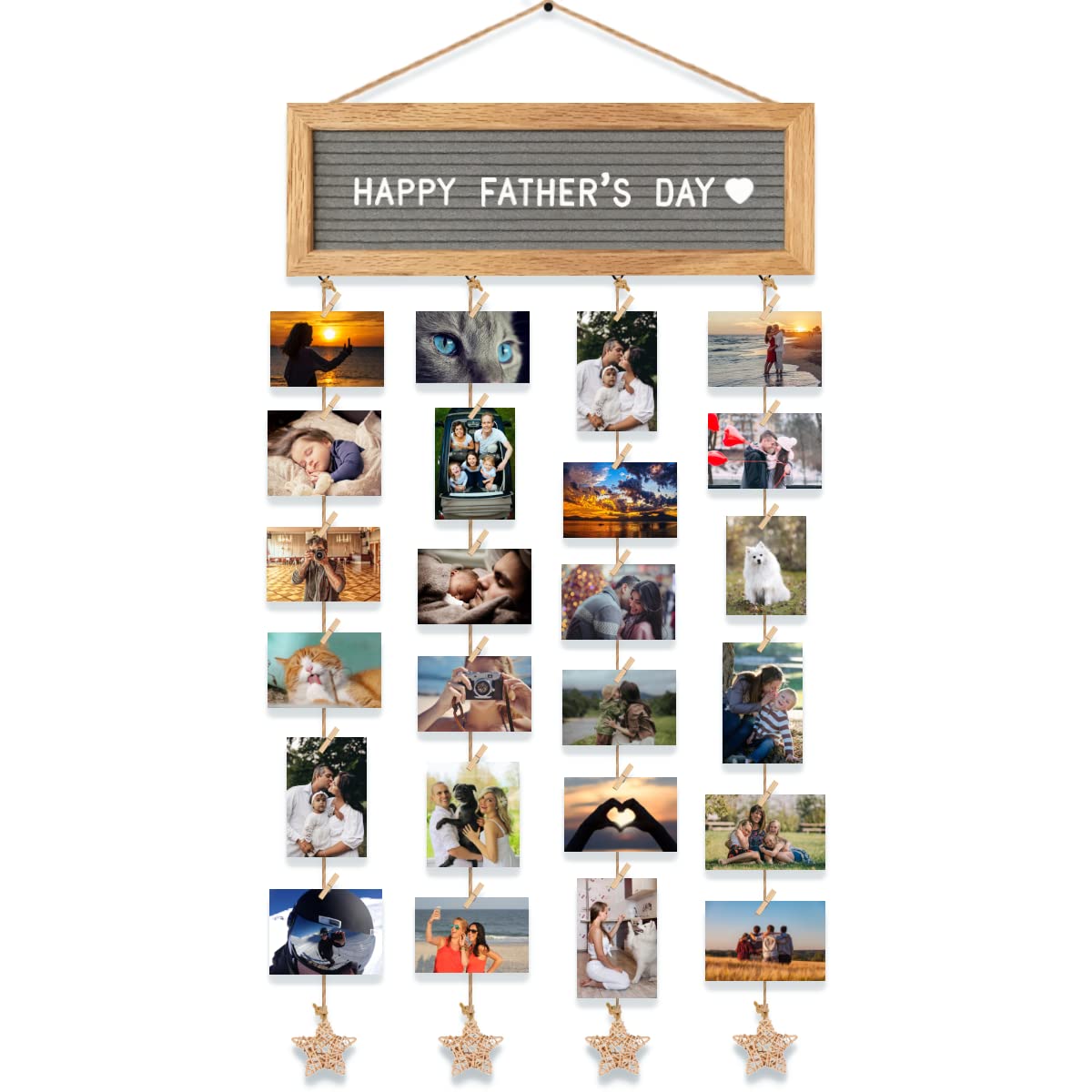 CJIAWYS Picture Frames Collage Wall Decor Hanging Photo Display Frame Felt Letter Board with 340 Letters and 30 Clips, Unique DIY Collage Picture Frames for Dorm Room Decor, Christmas Birthday Party