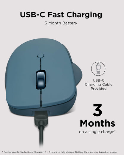 Lenovo Yoga Pro Mouse, Bluetooth, USB-C Rechargable, Dual Mode Bluetooth, 6 Button, Right Handed Design, Ergonomic Design, Programmable Buttons, 2-Way Metal Scroll Wheel, Tidal Teal