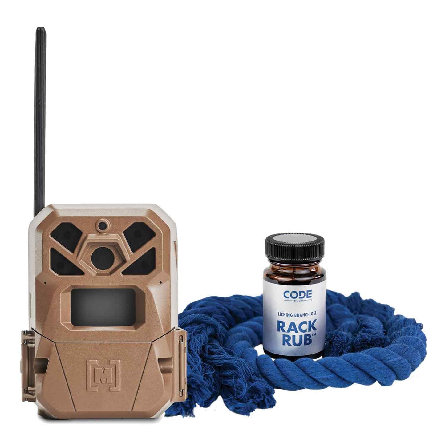 Moultrie Edge 2 Cellular Trail Camera Scout-N-Scrape Kit, Camera and Code Blue Rope a Dope Bundle