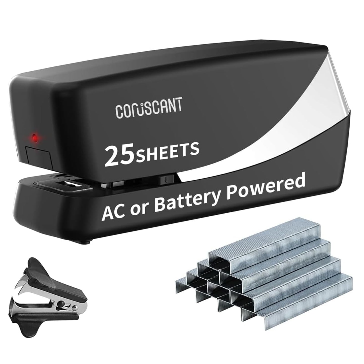 Coruscant Electric Stapler, Automatic Stapler, Heavy Duty，25 Sheet, Store 210 Staples，Including 2000 Staples,and 1 Staple Remover, Electric Desktop AC or Battery Powered for Home/Office Use