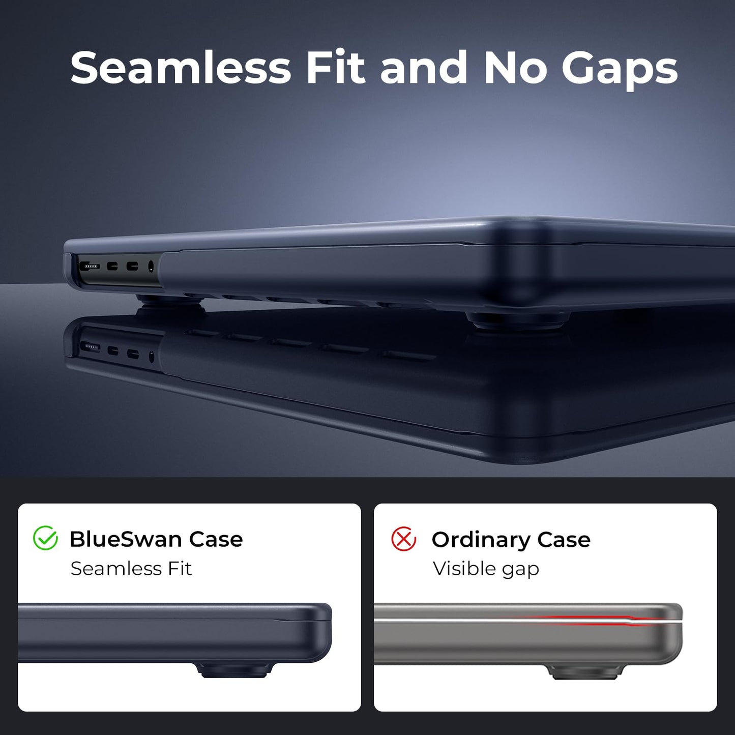 BlueSwan Matte Case for MacBook Pro 14 M5 M4 M3 M2 M1 Pro/Max 2026-2021, Compatible A3426 A3427 A3434 A3401 A3112 A2992 A2918 A2779 A2442, Hard Shell Protective Cover, Matte Midnight