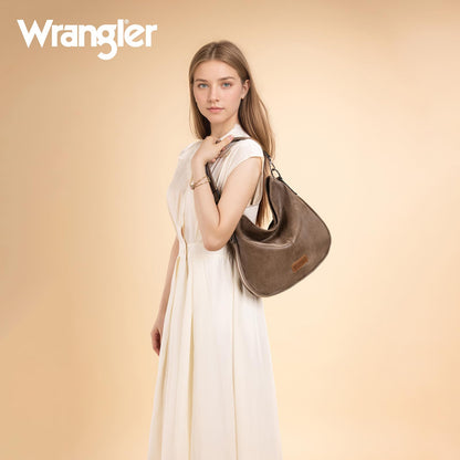 Wrangler Large Hobo Crossbody Bag Purses for Women Slouchy Shoulder Tote Handbags Ladies Cross Body Work Travel Trendy Gift with Adjustable Strap Dark Khaki WG129-1022DKH