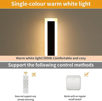 Upgrade Widened 2 Pack LED Outdoor Wall Lights, 57inch Modern Lighting Fixture, 3000K Warm White, IP65 Waterproof, 50W, White Acrylic, Black Minimalist Wall Mount Sconce for Balcony, Yard, Fence
