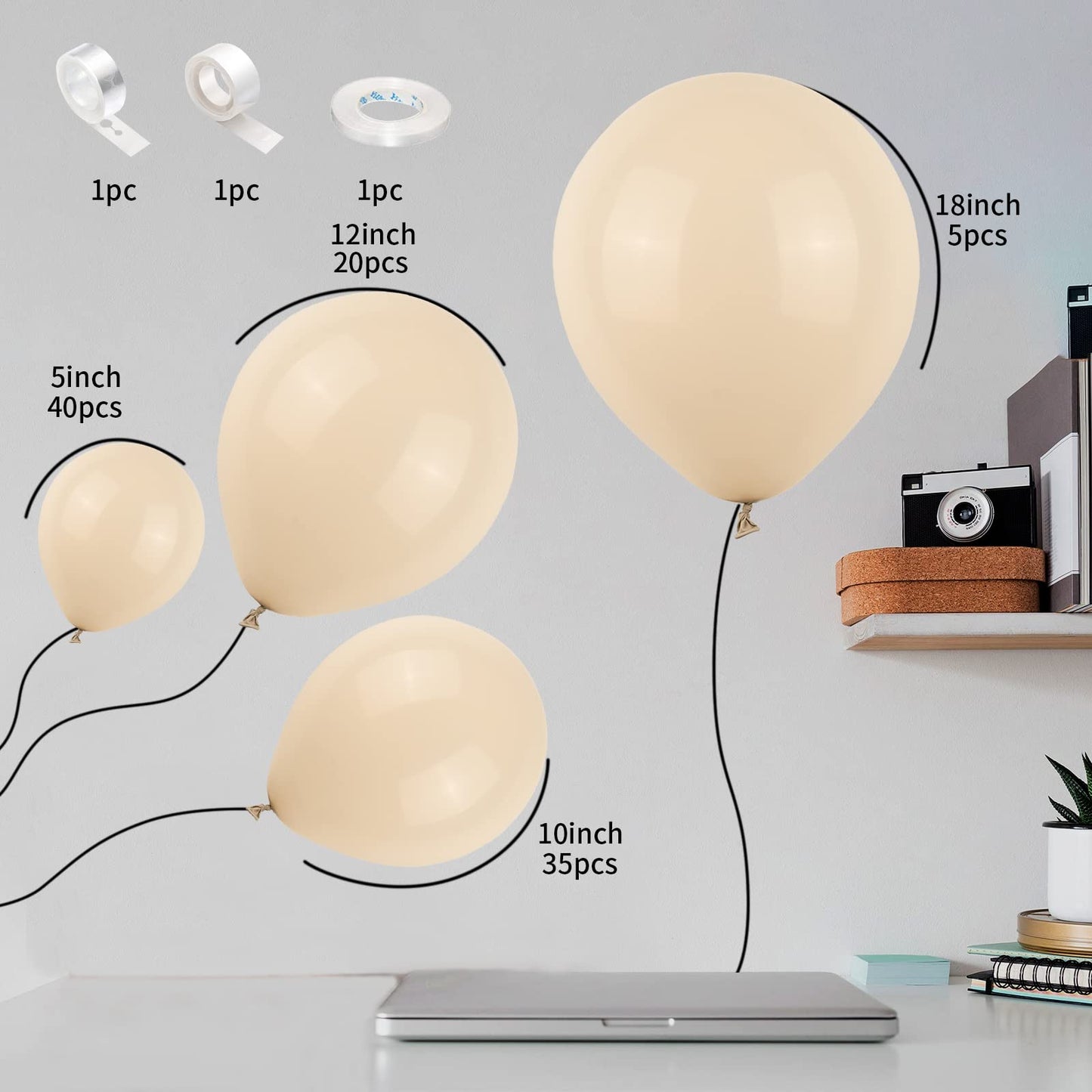 White Sand Balloons Beige Latex Balloon 5 10 12 18inch Different Sizes 103pcs Cream Nude Neutral Balloons Kit for Kids Birthday Party Decoration Baby Shower Wedding Annversary