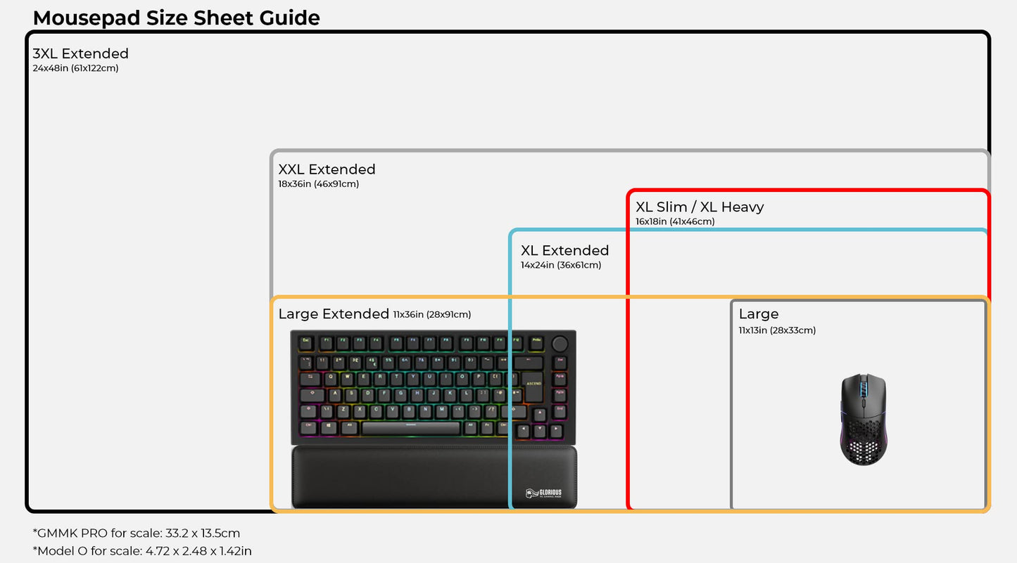 Glorious XL Gaming Mouse Mat - Large Black Cloth Mousepad, Stitched Edges | 16x18