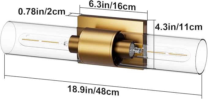 Tipace Bathroom Vanity Light Fixtures,Indoor Gold Wall Lights with Clear Glass,Modern Wall Sconces Up and Down Wall Mount Lamp for Bathroom,Bedroom,Hallway,Kitchen(Bulb not Include)