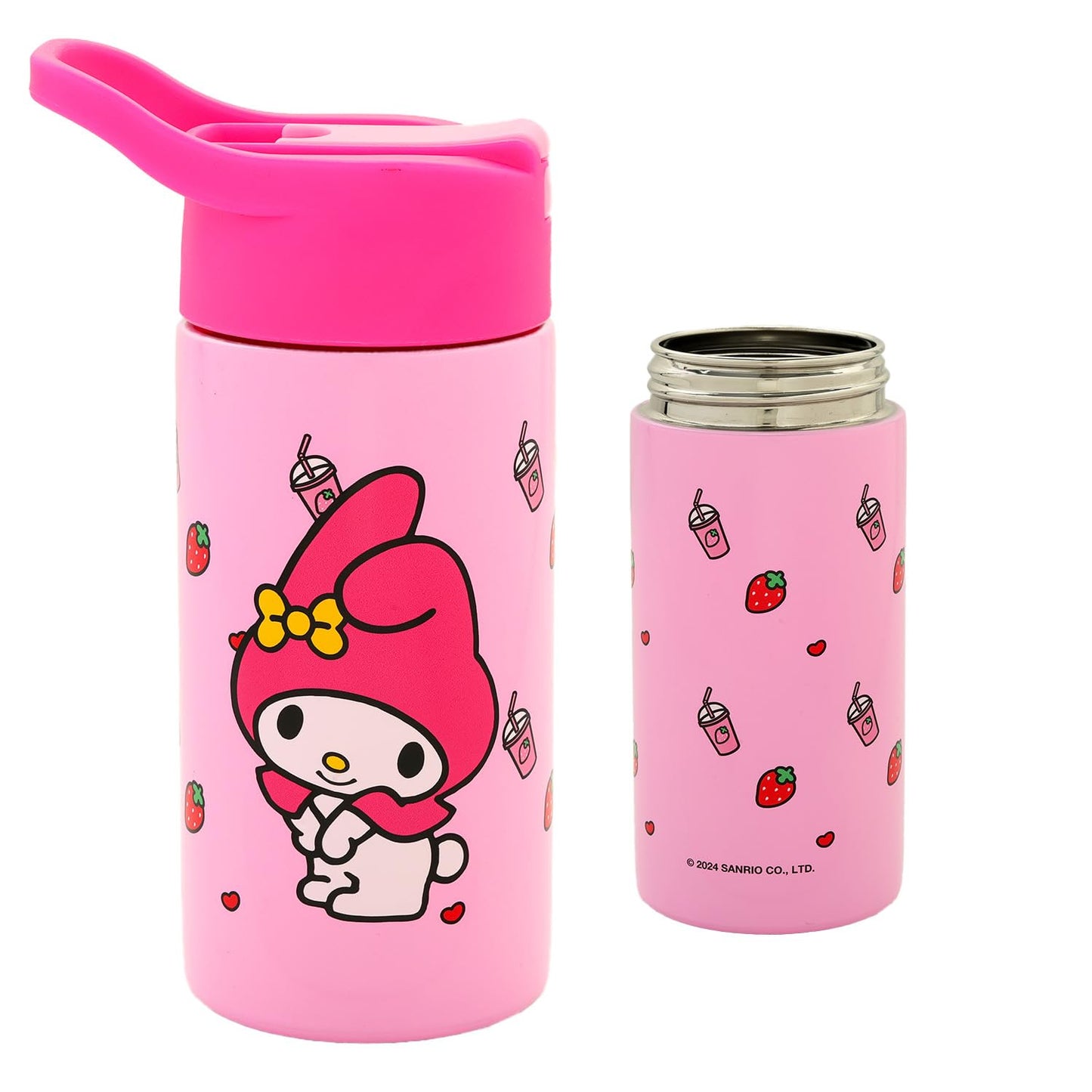 My Melody Stainless Steel Water Bottle for Girls - Bundle with 14 Oz My Melody Drinking Cup For Home, School, and Sports, Plus Sticker, More | Sanrio Water Bottle with Straw