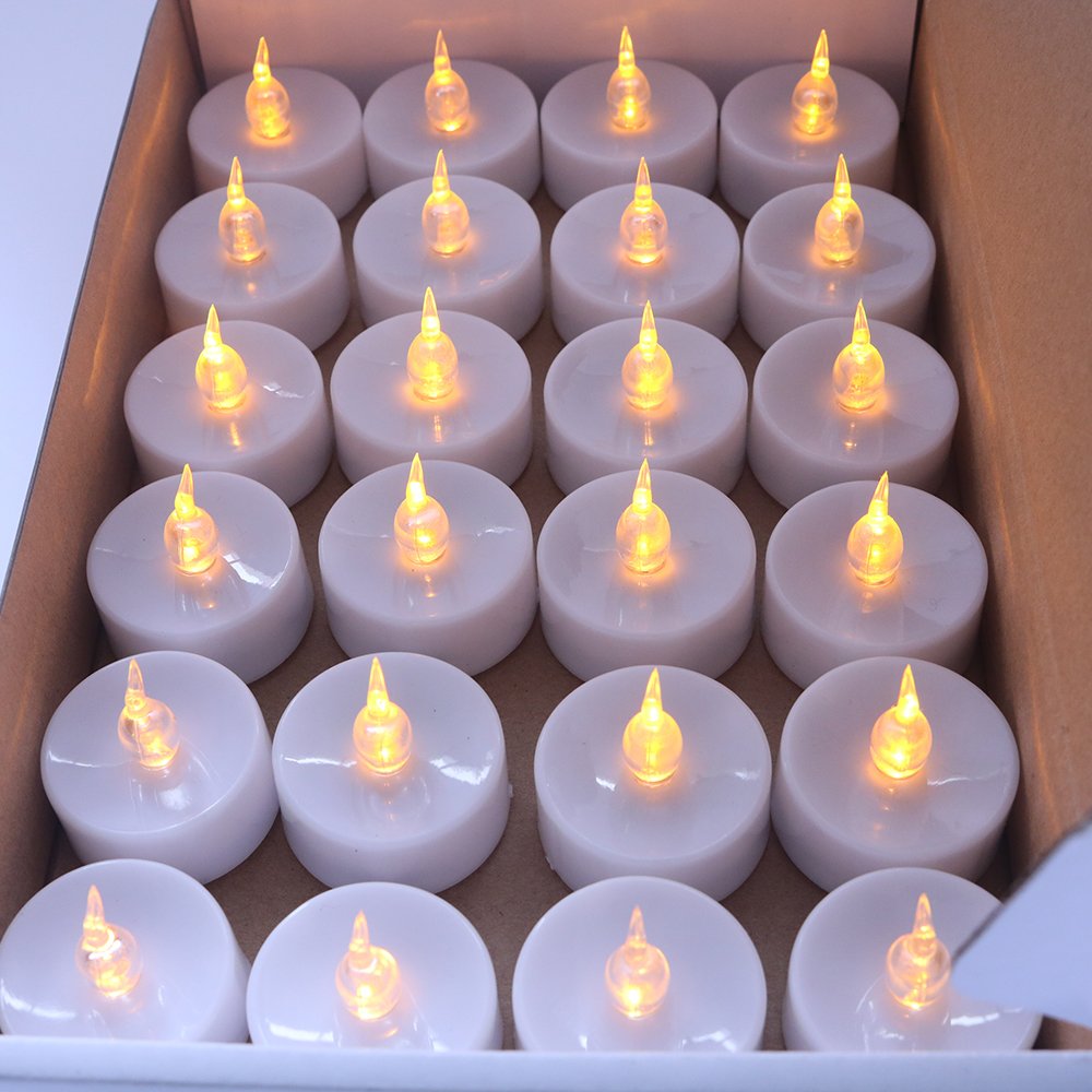 Cozeyat 12pcs Tea Lights Led Timer 6 Hours Battery Operated Mini Candles, Long Lasting Timed Tealights Flickering Yellow for Wedding Reception Christmas Party Holiday Home Kitchen Church Decorations
