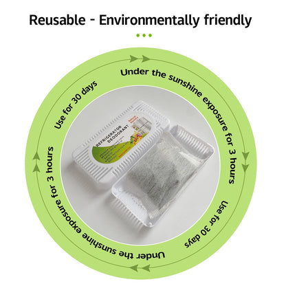 Refrigerator Deodorizer(4 pack), Fridge and Freezer Odor Eliminator, Activated Carbon Smell Remover and Moisture Absorber