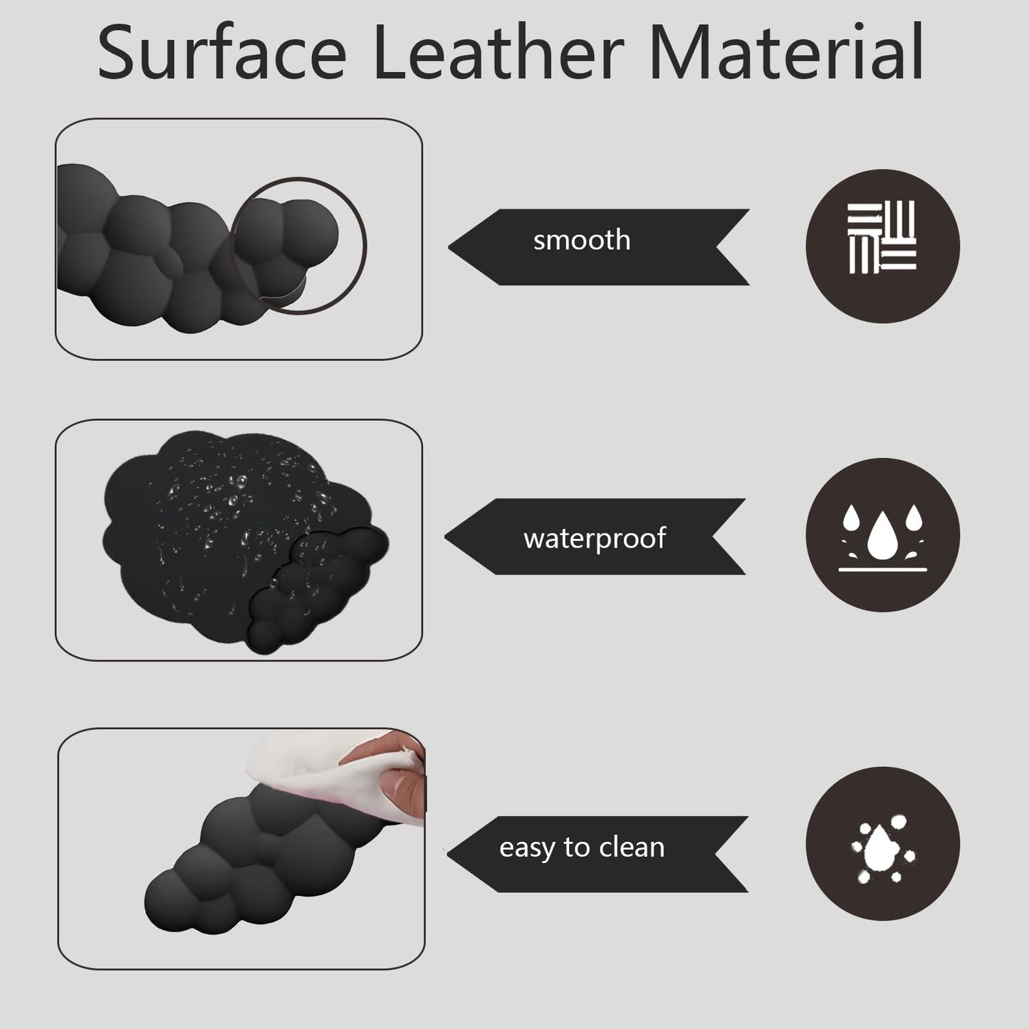 Cloud Wrist Rest Keyboard Ergonomic Wrist Pad for Keyboard and Mouse Coaster Cloud Mouse Pad Set Leather PU Non-Slip Wrist Rest Support for Computer Laptop Gaming Mac Home Office Relief Pain Black