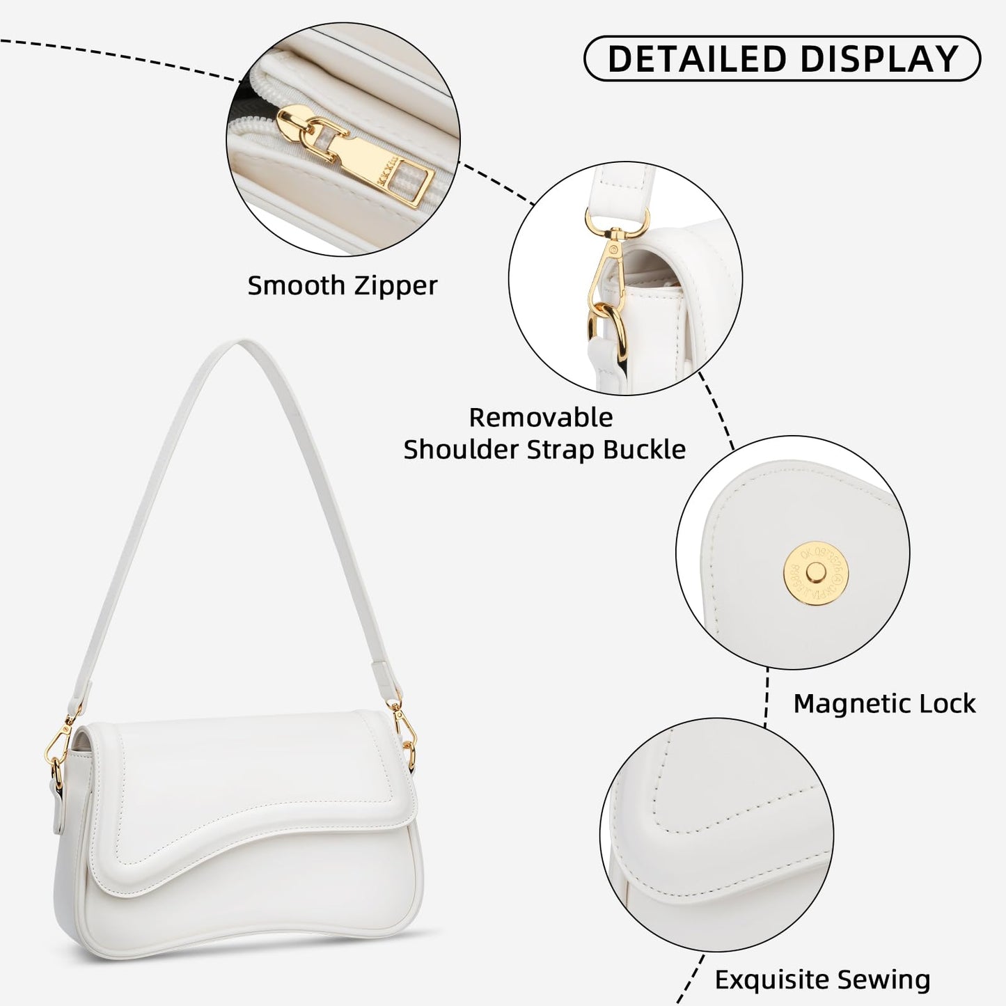 KKXIU Shoulder Bag for Women Small Clutch Purses Cute Hobo Handbag Trendy Underarm Bag-Beige
