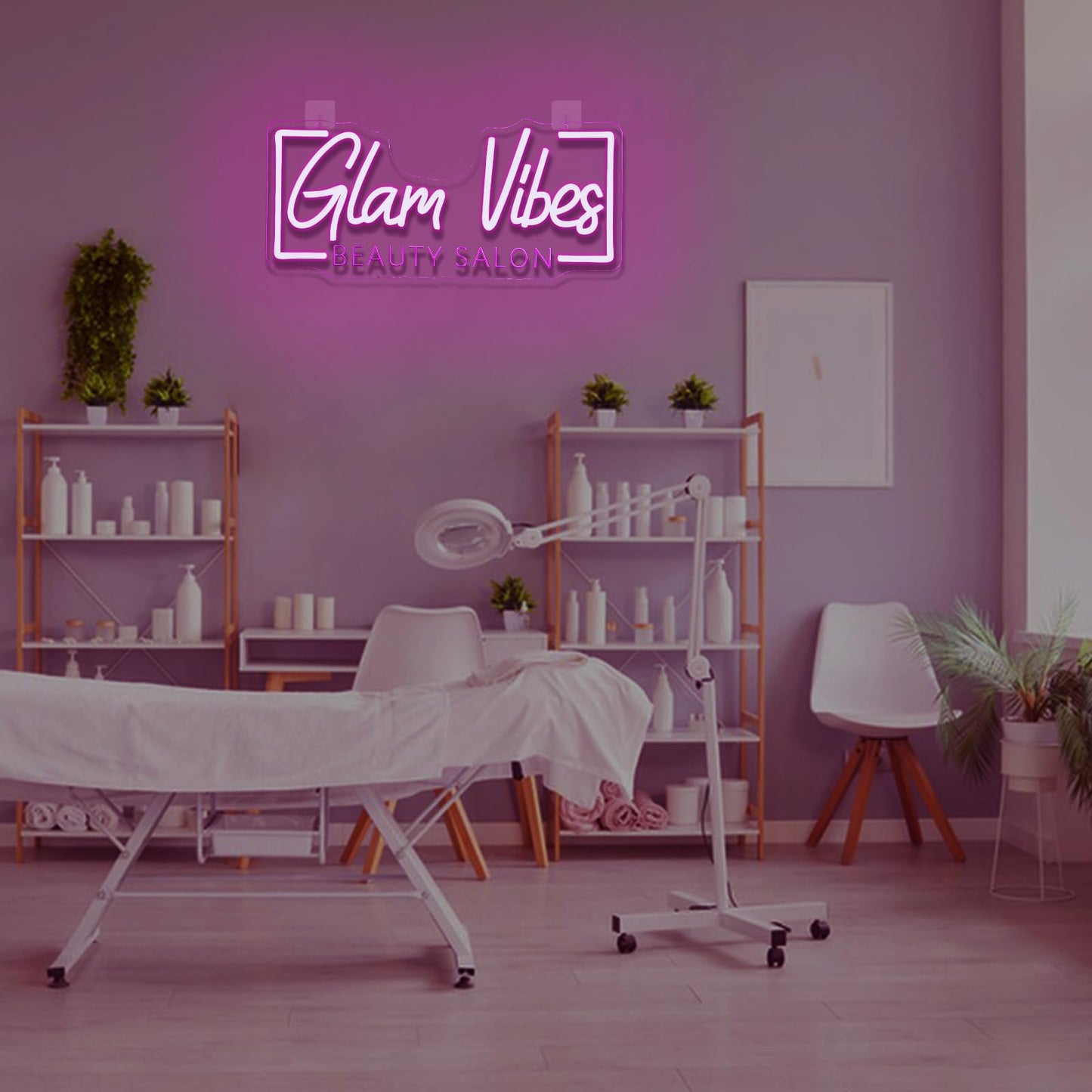 Runalosa Glam Vibes Beauty Salon Neon Sign for Business Dimmable Pink Girl Neon Light Sign Letters Led Signs for Wall Decor Spa Makeup Room Shop Plaque Lash Nail Studio Decoration 16.5" x 7.5"
