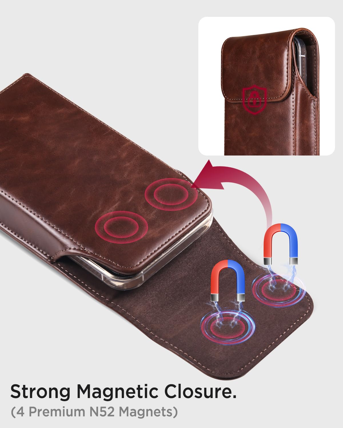 Miimall Leather Phone Holster for Galaxy S26 Ultra S25 Ultra S24 Ultra S23 Ultra S22 Ultra S21 Ultra, Universal Phone Case with Loop for Motorola Moto G Stylus 5G Moto G Play 5G, Dark Coffee-XX-Large