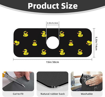 Duck Ducky Sunglasses Yellow Kitchen Sink Splash Guard Faucet Mat Super