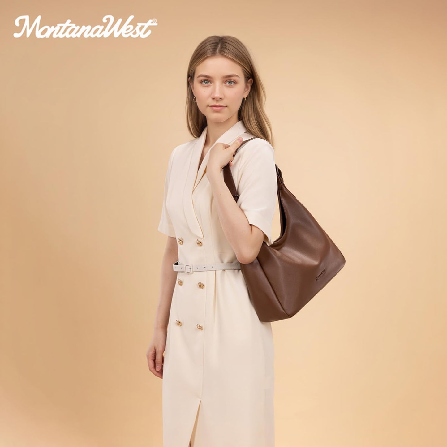 Montana West Hobo Bag Purse for Women Slouchy Casual Shoulder Handbags Purses Soft Vegan Leather Purse Tote Bag Everyday Work Ladies Coffee MWC-614CF