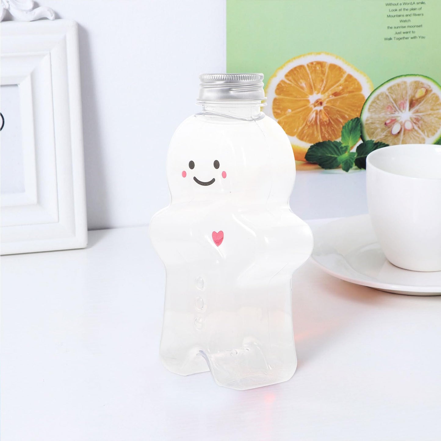 ARTIBETTER Gingerbread Plastic Juice Bottles, Empty Christmas Milk Beverage Bottle Gingerbread Man Cookies Jar Drink Containers Water Bottles Xmas Clear Candy Jar 3 Sets