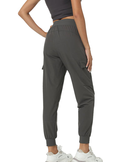 Women's Lightweight Joggers Hiking Cargo Pants-4 Pockets(Grey, Medium)